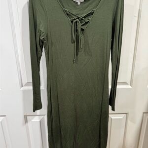 Olive Green Long Sleeve Dress